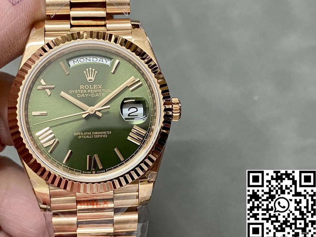 M228235-0025 Factory QF Steel Dial Rolex v5 Tungsten Functional Day Date 1006 Gold Green Rose 0730